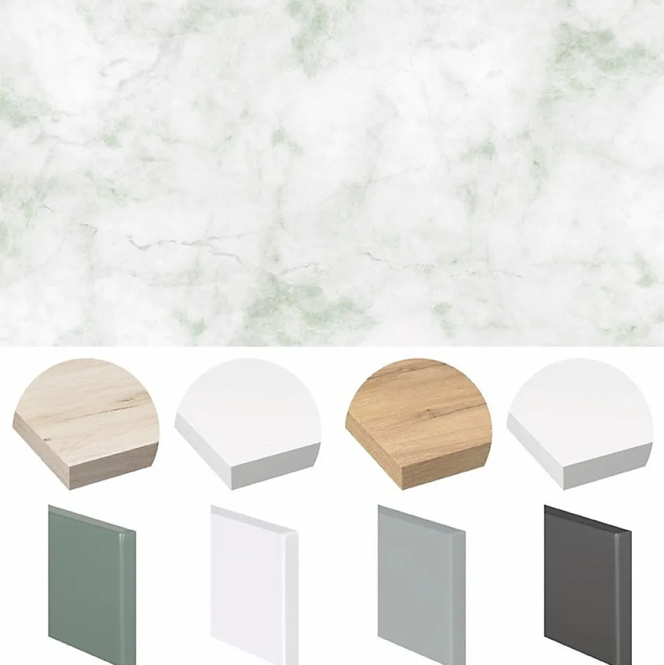 Crédence cuisine en aluminium - effet marbre vert - 240x50 cm (en 2 bandeaux)