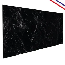 Crédence cuisine en aluminium - effet marbre noir - 240x50 cm (en 2 bandeaux)