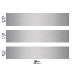 Crédence cuisine en aluminium - effet industriel gris - 300x20 cm (en 3 bandeaux)