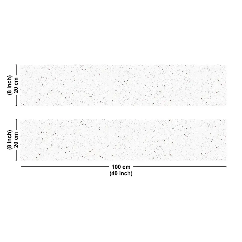 Crédence cuisine en aluminium - motif terrazzo blanc et terracotta - 200x20 cm (en 2 bandeaux)