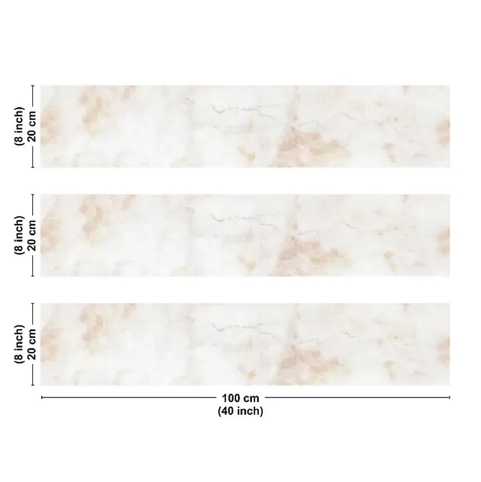 Crédence cuisine en aluminium - effet marbre beige - 300x20 cm (en 3 bandeaux)