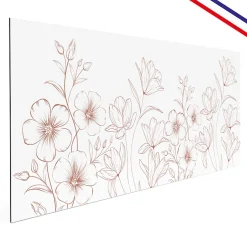 Crédence cuisine en aluminium - motif floral blanc et terracotta - 360x50 cm (en 3 bandeaux)
