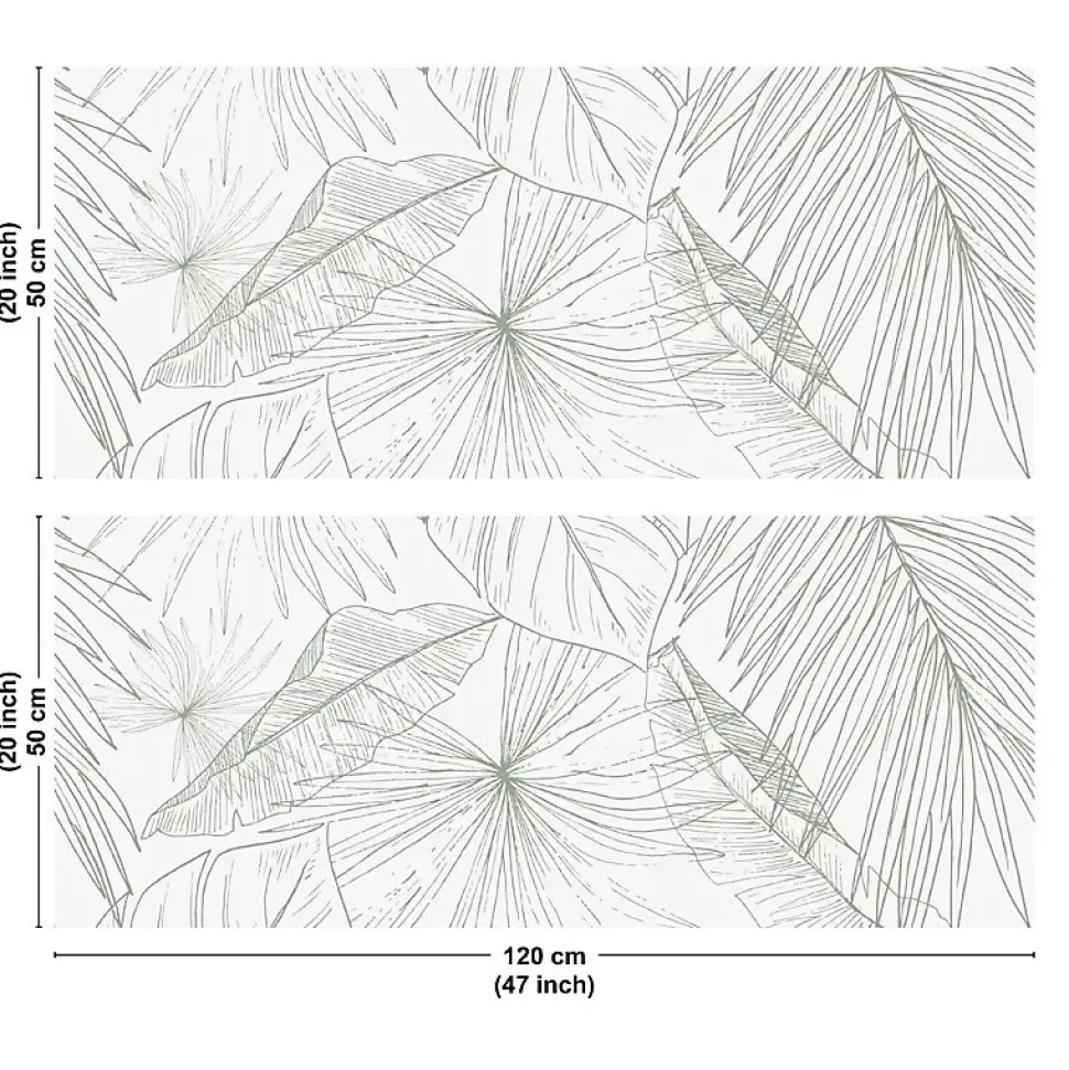 Crédence cuisine en aluminium - floral vert - 240x50 cm (en 2 bandeaux)