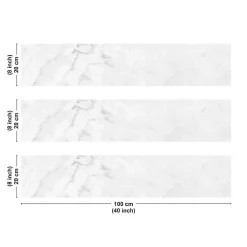 Crédence cuisine en aluminium - marbre blanc - 300x20 cm (en 3 bandeaux)