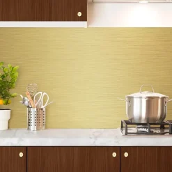 Crédence cuisine en aluminium - effet industriel doré - 360x50 cm (en 3 bandeaux)