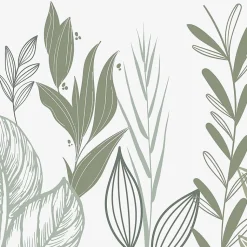 Crédence cuisine en aluminium - floral vert sauge - 300x20 cm (en 3 bandeaux)