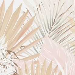 Crédence cuisine en aluminium - floral beige et blanc - 200x20 cm (en 2 bandeaux)