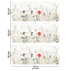 Crédence cuisine en aluminium - motif floral marron - 360x50 cm (en 3 bandeaux)