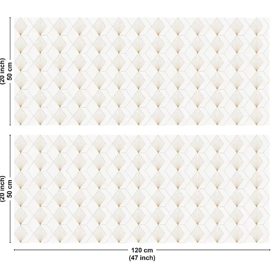 Crédence cuisine en aluminium - art déco blanc 240x50 cm (en 2 bandeaux)