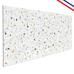 Crédence cuisine en aluminium - motif terrazzo blanc - 300x20 cm (en 3 bandeaux)