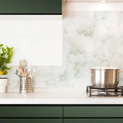 Crédence cuisine en aluminium - effet marbre vert - 200x20 cm (en 2 bandeaux)