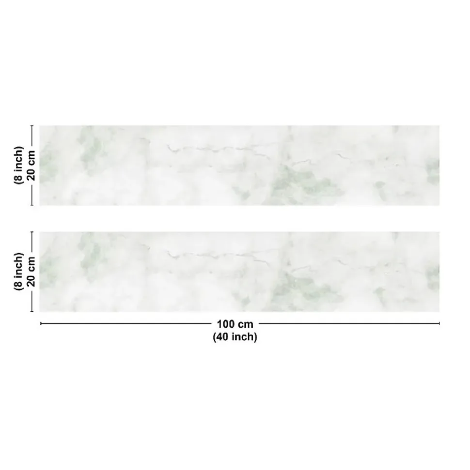 Crédence cuisine en aluminium - effet marbre vert - 200x20 cm (en 2 bandeaux)