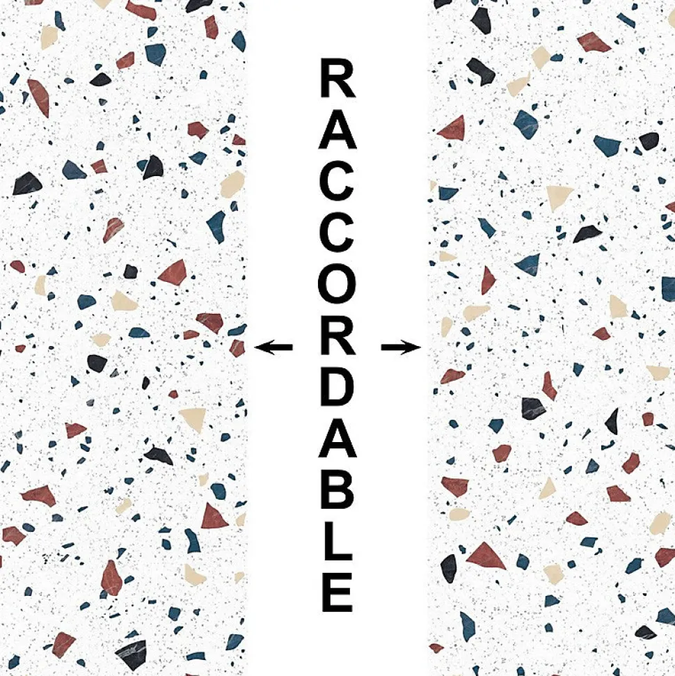 Crédence cuisine en aluminium - motif terrazzo blanc - 240x50 cm (en 2 bandeaux)