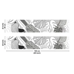 Crédence cuisine en aluminium - floral noir - 200x20 cm (en 2 bandeaux)