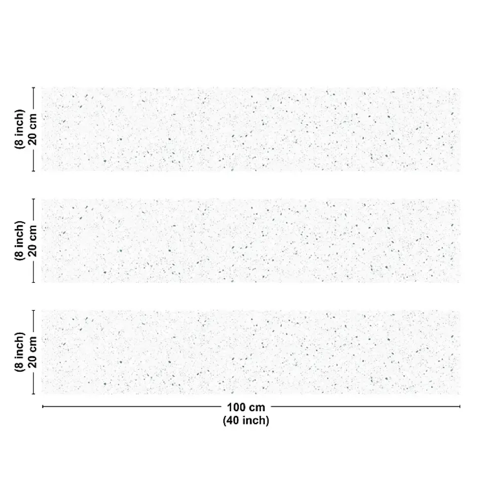 Crédence cuisine en aluminium - motif terrazzo blanc et vert - 300x20 cm (en 3 bandeaux)