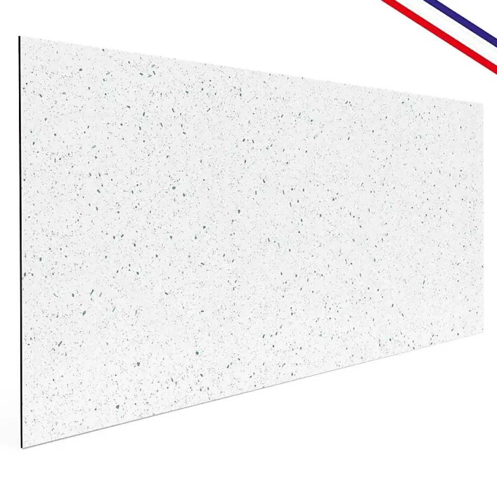 Crédence cuisine en aluminium - motif terrazzo blanc et vert - 300x20 cm (en 3 bandeaux)