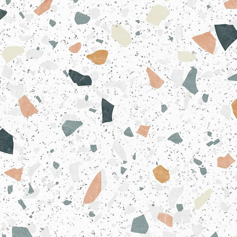 Crédence cuisine en aluminium effet terrazzo blanc - 200x20 cm (en 2 bandeaux)