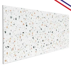 Crédence cuisine en aluminium effet terrazzo blanc - 200x20 cm (en 2 bandeaux)