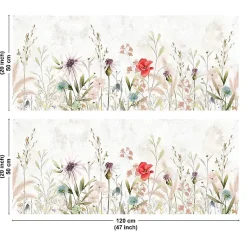 Crédence cuisine en aluminium - motif floral marron - 240x50 cm (en 2 bandeaux)