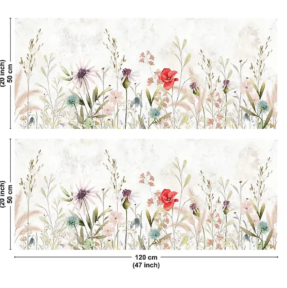 Crédence cuisine en aluminium - motif floral marron - 240x50 cm (en 2 bandeaux)