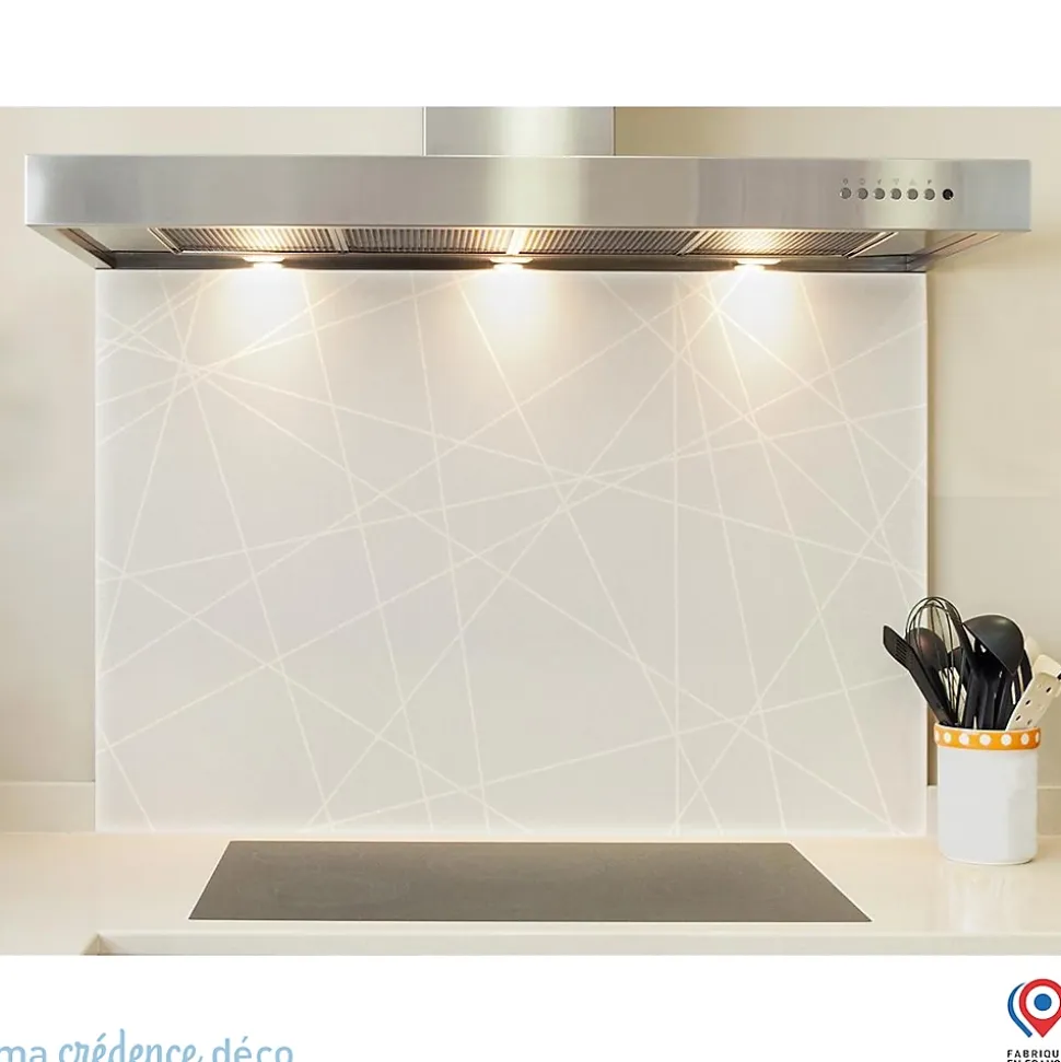 Crédence cuisine fond de hotte Jeux de diagonales - Verre trempé - L 60 cm x H 45 cm - MaCrédenceDéco