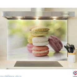 Crédence cuisine fond de hotte Macarons colorés - Verre trempé - L 60 cm x H 45 cm - MaCrédenceDéco