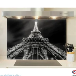 Crédence cuisine fond de hotte Tour eiffel - Verre trempé - L 60 cm x H 45 cm - MaCrédenceDéco