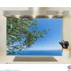 Crédence cuisine fond de hotte Mer avec olivier - Alu composite - L 60 cm x H 45 cm - MaCrédenceDéco