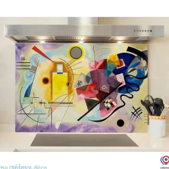 Crédence cuisine fond de hotte Wassily Kandinsky - Alu composite - L 90 cm x H 60 cm - MaCrédenceDéco