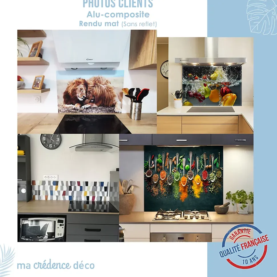 Crédence cuisine fond de hotte Palmiers et ciel bleu - Alu composite - L 70 cm x H 60 cm - MaCrédenceDéco