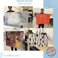 Crédence cuisine fond de hotte Dessin fleurs et aquarelle 2 - Verre trempé - L 90 cm x H 50 cm - MaCrédenceDéco