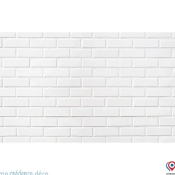 Crédence cuisine fond de hotte Briques blanches - Alu composite - L 60 cm x H 45 cm - MaCrédenceDéco