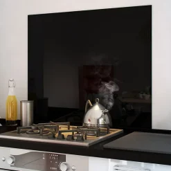 Crédence cuisine fond de hotte verre brillant - Noir l 60 x H 70 cm