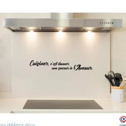 Crédence cuisine fond de hotte Cuisinier, c'est donner une saveur à l'amour 1 - Alu composite - L 70 cm x H 60 cm - MaCrédenceDéco