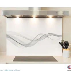 Crédence cuisine fond de hotte Courbe 1 - Verre trempé - L 70 cm x H 60 cm - MaCrédenceDéco