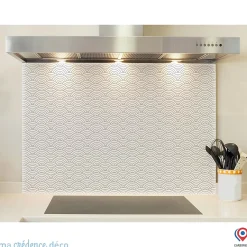 Crédence cuisine fond de hotte Cercles et japon - Verre trempé - L 70 cm x H 60 cm - MaCrédenceDéco