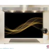 Crédence cuisine fond de hotte Courbe dorée 2 - Verre trempé - L 90 cm x H 70 cm - MaCrédenceDéco