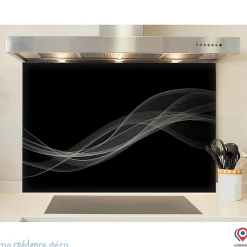 Crédence cuisine fond de hotte Courbe 4 Noir - Alu composite - L 90 cm x H 70 cm - MaCrédenceDéco