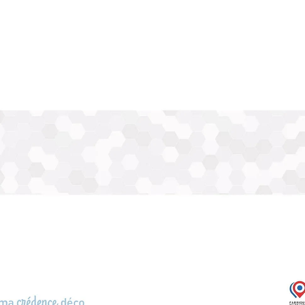 Crédence cuisine fond de hotte hexagone gris léger - Alu composite - L 60 cm x H 45 cm - MaCrédenceDéco