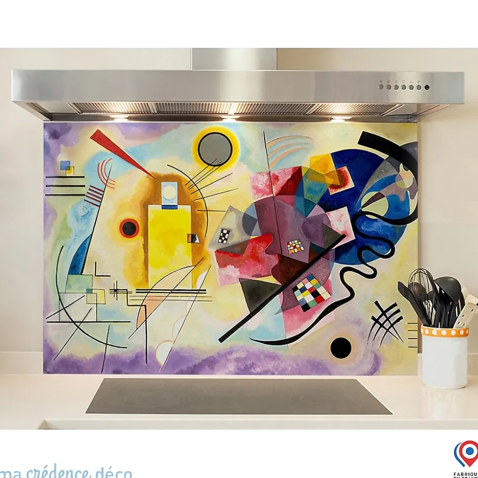 Crédence cuisine fond de hotte Wassily Kandinsky - Verre trempé - L 60 cm x H 45 cm - MaCrédenceDéco
