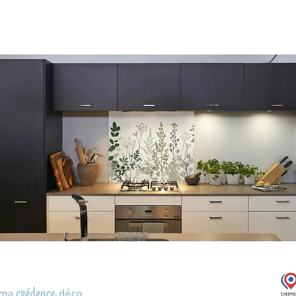 Crédence cuisine fond de hotte Herbe sauvage - Alu composite - L 60 cm x H 45 cm - MaCrédenceDéco