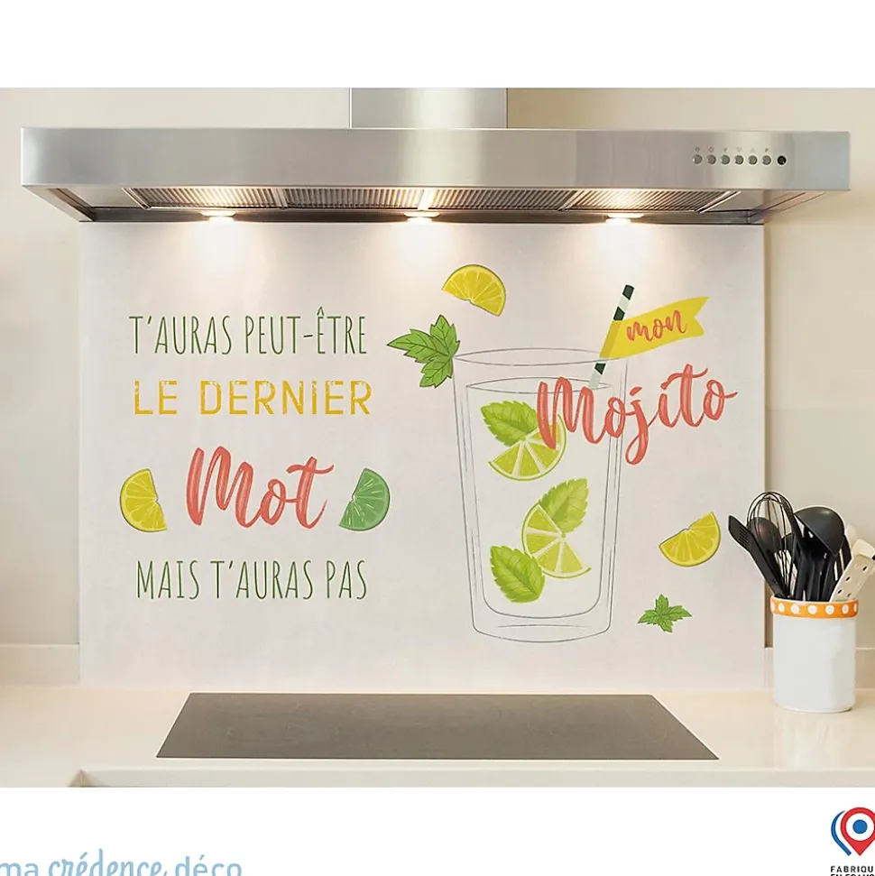 Crédence cuisine fond de hotte Mojito 5 - Alu composite - L 90 cm x H 50 cm - MaCrédenceDéco