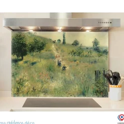 Crédence cuisine fond de hotte Auguste Renoir, Chemin montant dans les hautes herbes - Verre trempé - L 90 cm x H 50 cm