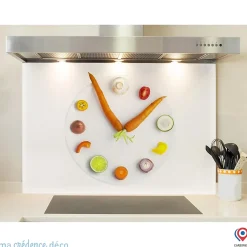 Crédence cuisine fond de hotte Horloge - Verre trempé - L 70 cm x H 60 cm - MaCrédenceDéco