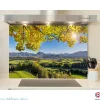 Crédence cuisine fond de hotte feuillage et montagnes - Verre trempé - L 90 cm x H 70 cm - MaCrédenceDéco