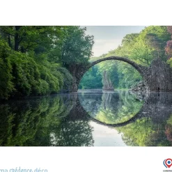 Crédence cuisine fond de hotte Arche et rivière - Verre trempé - L 90 cm x H 50 cm