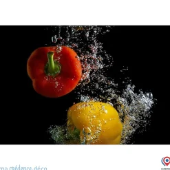 Crédence cuisine fond de hotte Bain de poivrons - Alu composite - L 60 cm x H 45 cm - MaCrédenceDéco