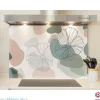 Crédence cuisine fond de hotte fleurs graphiques - Verre trempé - L 90 cm x H 60 cm - MaCrédenceDéco
