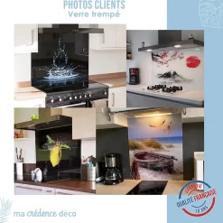 Crédence cuisine fond de hotte Texte La cuisine est un art 1 - Verre trempé - L 60 cm x H 45 cm - MaCrédenceDéco