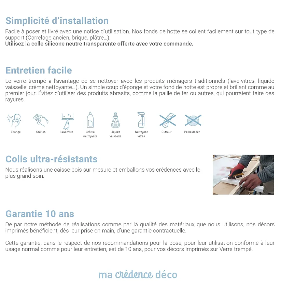 Crédence cuisine fond de hotte Texte La cuisine est un art 1 - Verre trempé - L 60 cm x H 45 cm - MaCrédenceDéco